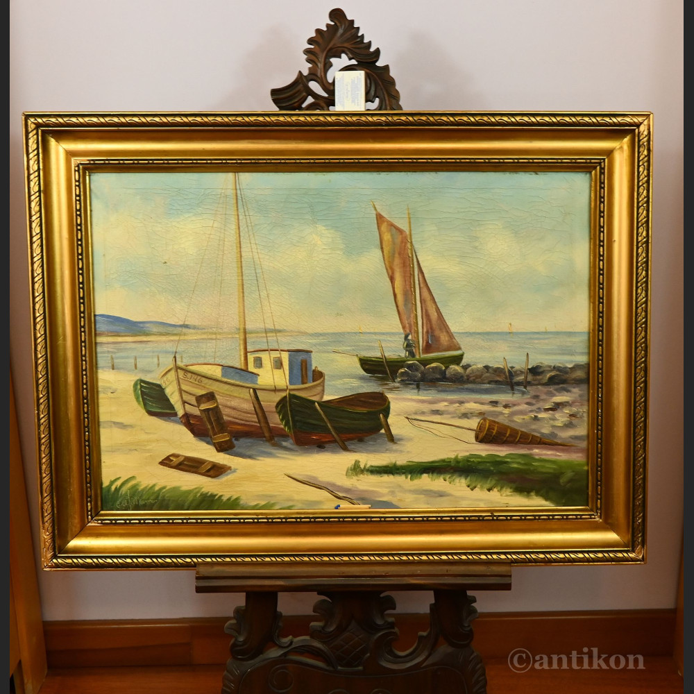 Łodzie rybackie nad Bałtykiem pejzaż 