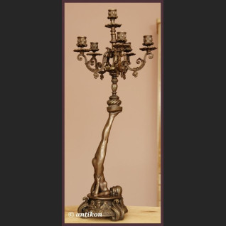 GIGANTYCZNY KANDELABR PRZEPIĘKNY AKT FRANCUSKI BRĄZ