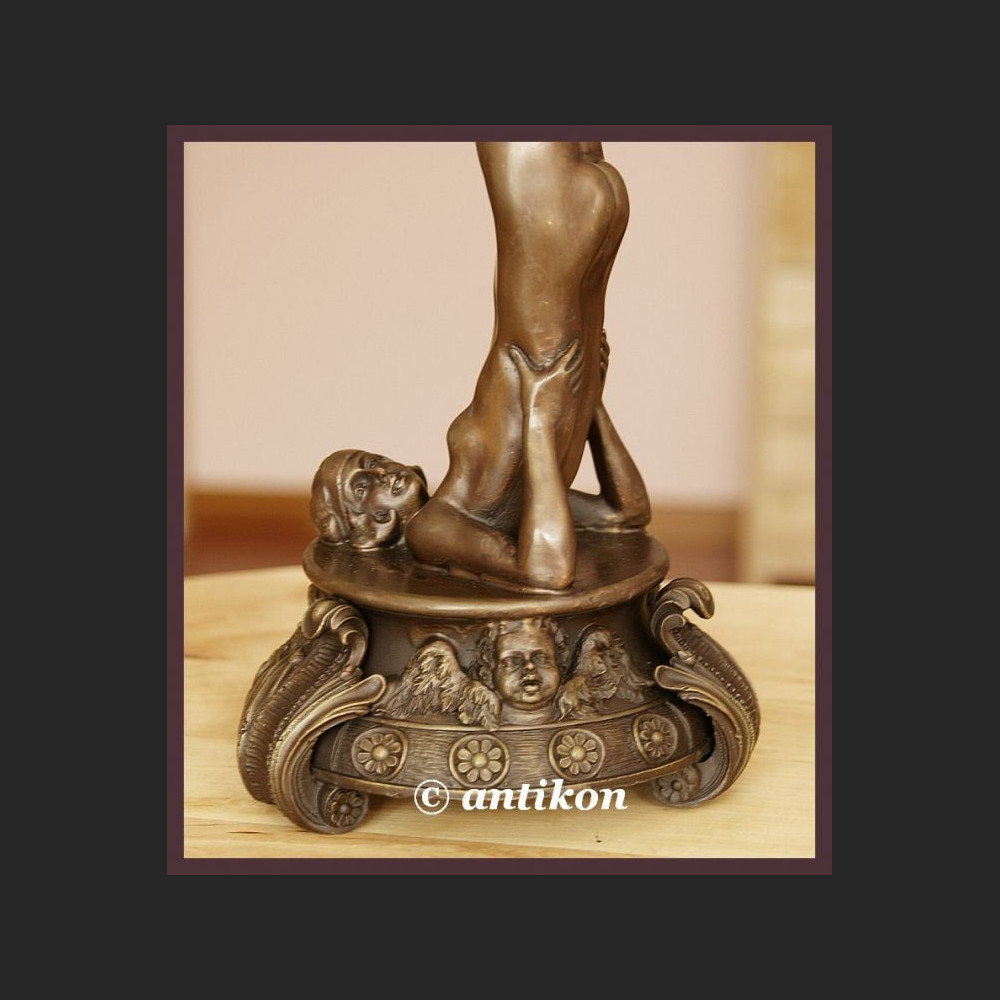 GIGANTYCZNY KANDELABR PRZEPIĘKNY AKT FRANCUSKI BRĄZ