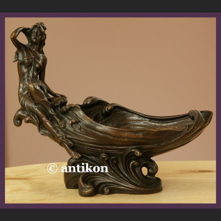 FIGURALNA SECESYJNA PATERA PRAWDZIWY BRĄZ SYGN.