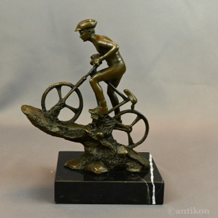 Kolarz kolarstwo sygnowana rzeźba rowerzysta prawdziwy brąz 