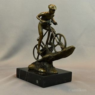 Kolarz kolarstwo sygnowana rzeźba rowerzysta prawdziwy brąz 