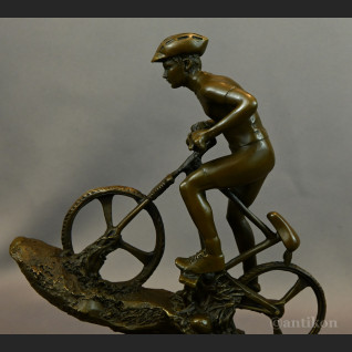 Kolarz kolarstwo sygnowana rzeźba rowerzysta prawdziwy brąz 