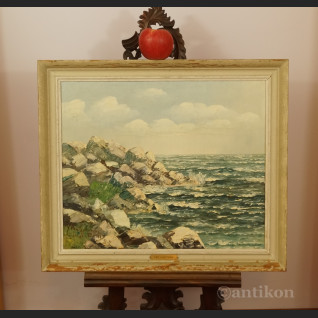 Stary obraz na brzegu morza