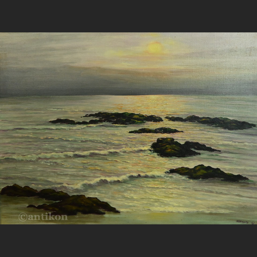 Pejzaż marynistyczny zachód słońca 1961r  Pejzaż marynistyczny zachód słońca 1961r