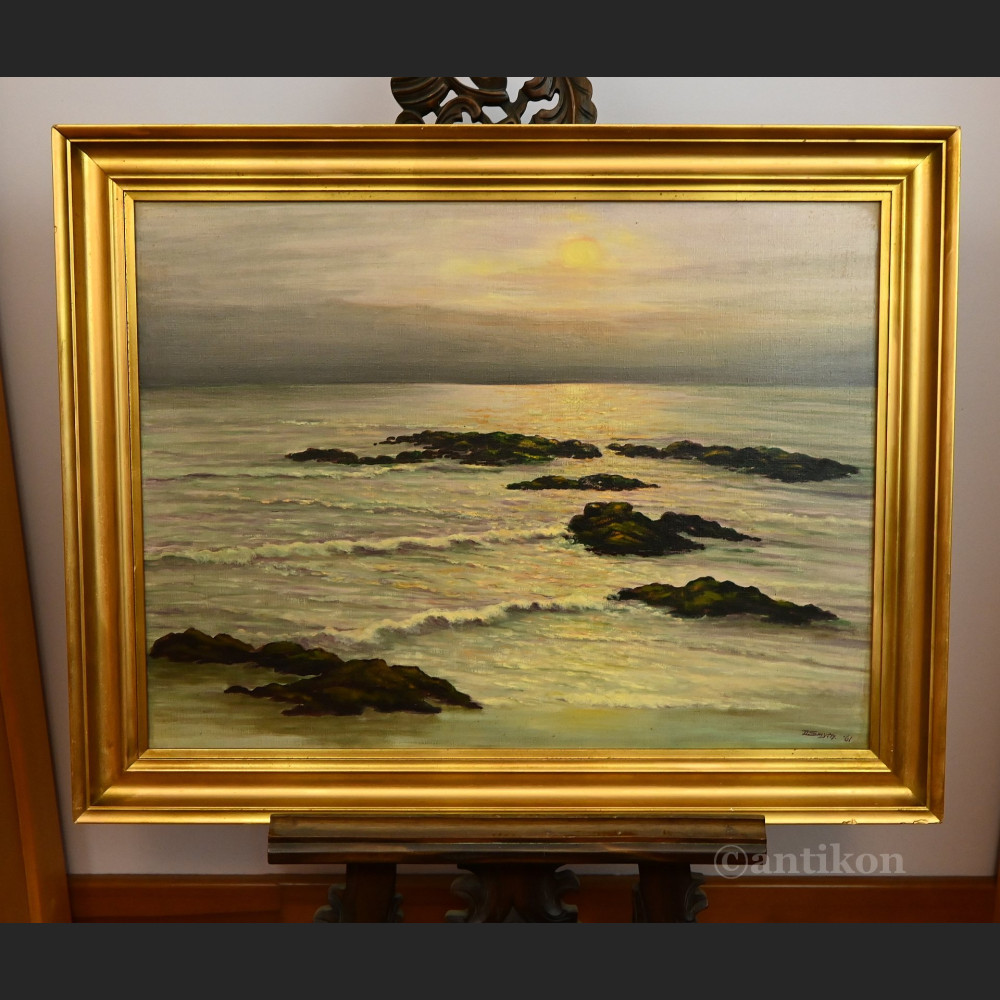 Pejzaż marynistyczny zachód słońca 1961r  Pejzaż marynistyczny zachód słońca 1961r