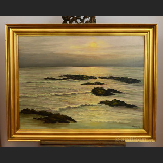 Pejzaż marynistyczny zachód słońca 1961r  Pejzaż marynistyczny zachód słońca 1961r