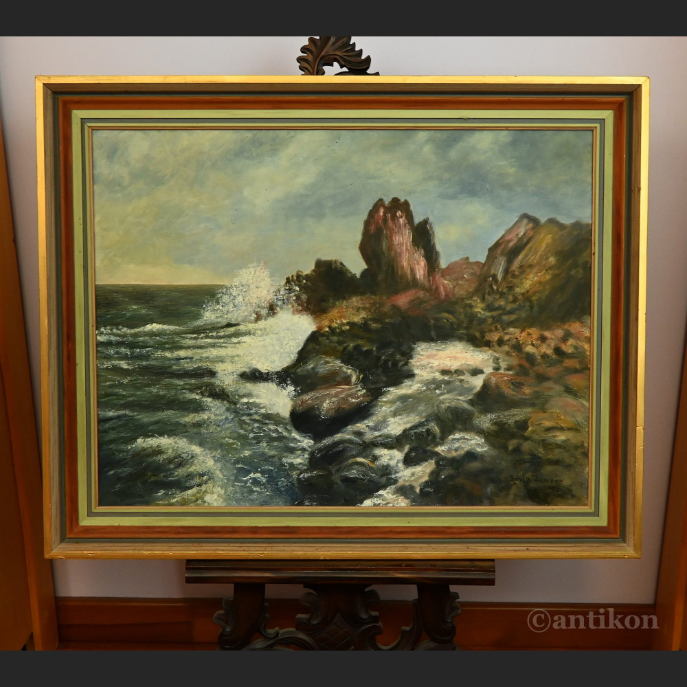 Obraz marynistyczny olejny 1951  Obraz marynistyczny olejny 1951