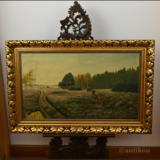 Stary obraz jeleń na rykowisku z 1940r  Stary obraz jeleń na rykowisku z 1940r