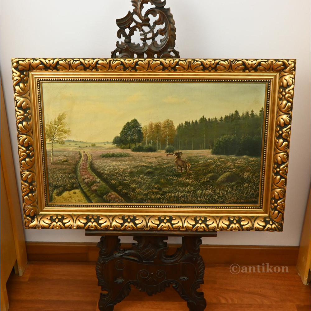 Stary obraz jeleń na rykowisku z 1940r  Stary obraz jeleń na rykowisku z 1940r