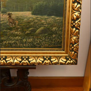 Stary obraz jeleń na rykowisku z 1940r  Stary obraz jeleń na rykowisku z 1940r