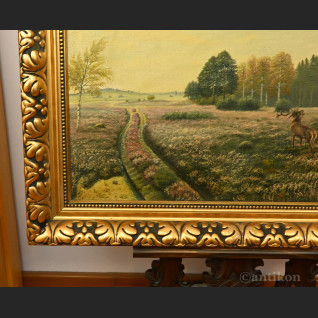 Stary obraz jeleń na rykowisku z 1940r  Stary obraz jeleń na rykowisku z 1940r