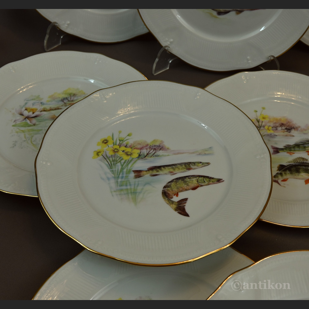 Talerze Limoges do ryb serwis francuski na 12 osób Talerze Limoges do ryb serwis francuski na 12 osób