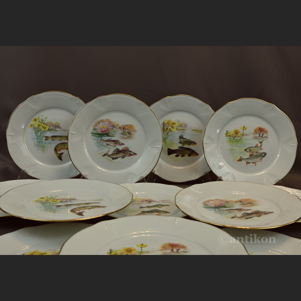 Talerze Limoges do ryb serwis francuski na 12 osób Talerze Limoges do ryb serwis francuski na 12 osób