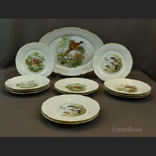 Serwis myśliwski z ptakami Limoges 12 osób 