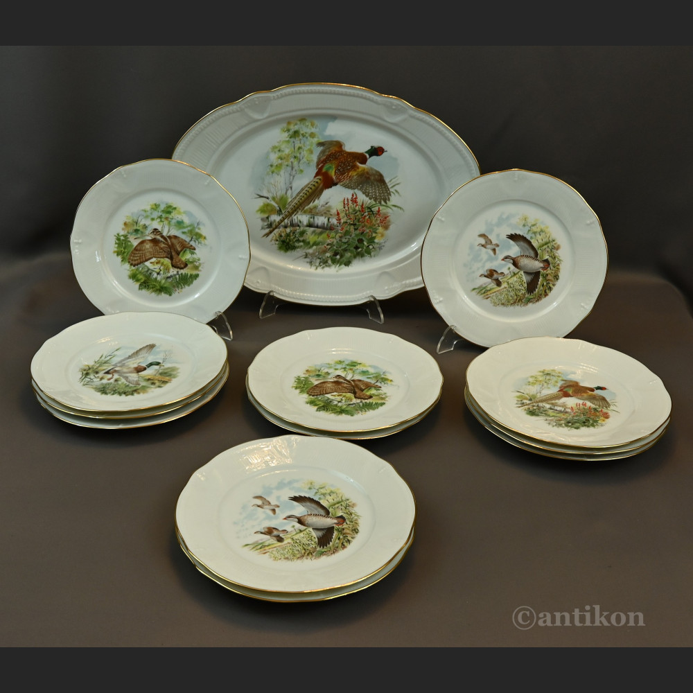 Serwis myśliwski z ptakami Limoges 12 osób 