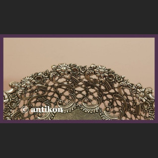 PIĘKNA SREBRZONA WŁOSKA PATERA Z KWIATAMI 