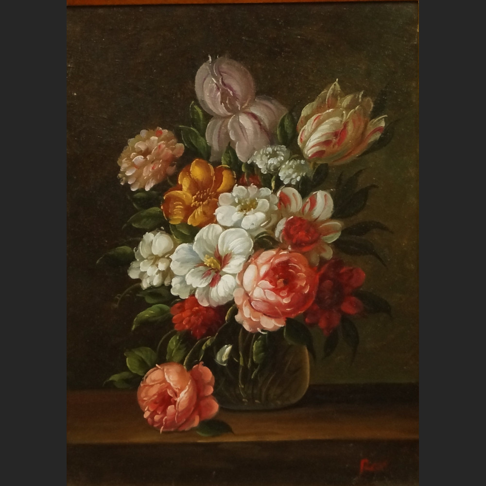 Obrazy z kwiatami w złotej ramie para obrazów 