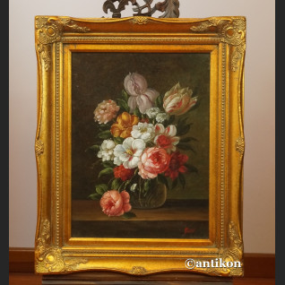 Obrazy z kwiatami w złotej ramie para obrazów 