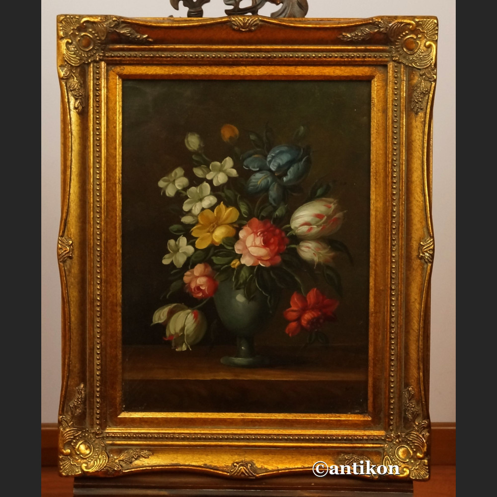 Obrazy z kwiatami w złotej ramie para obrazów 