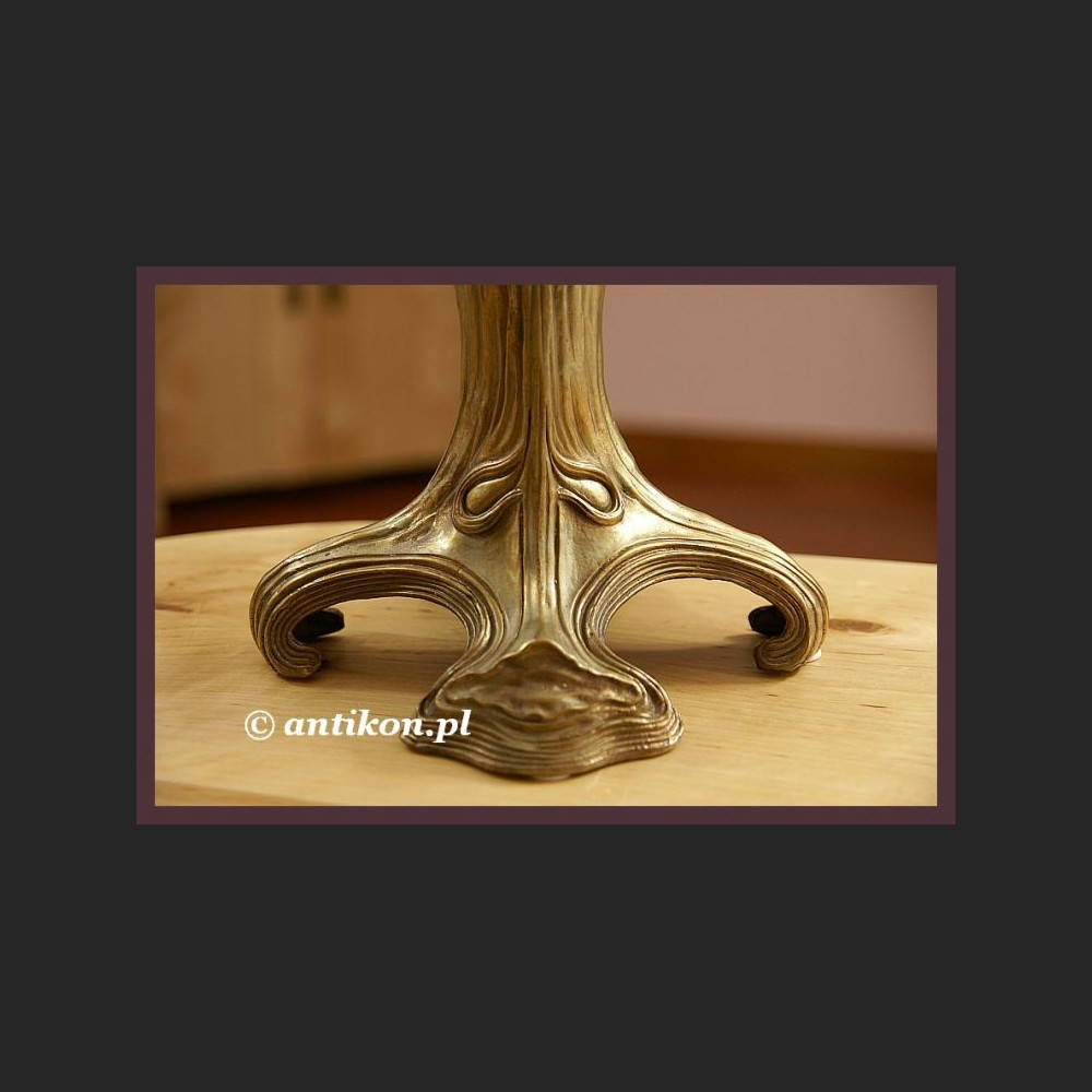 stylowe secesyjne stojace lustro z brazu z figura kobiety stylowe secesyjne stojace lustro z brazu z figura kobiety