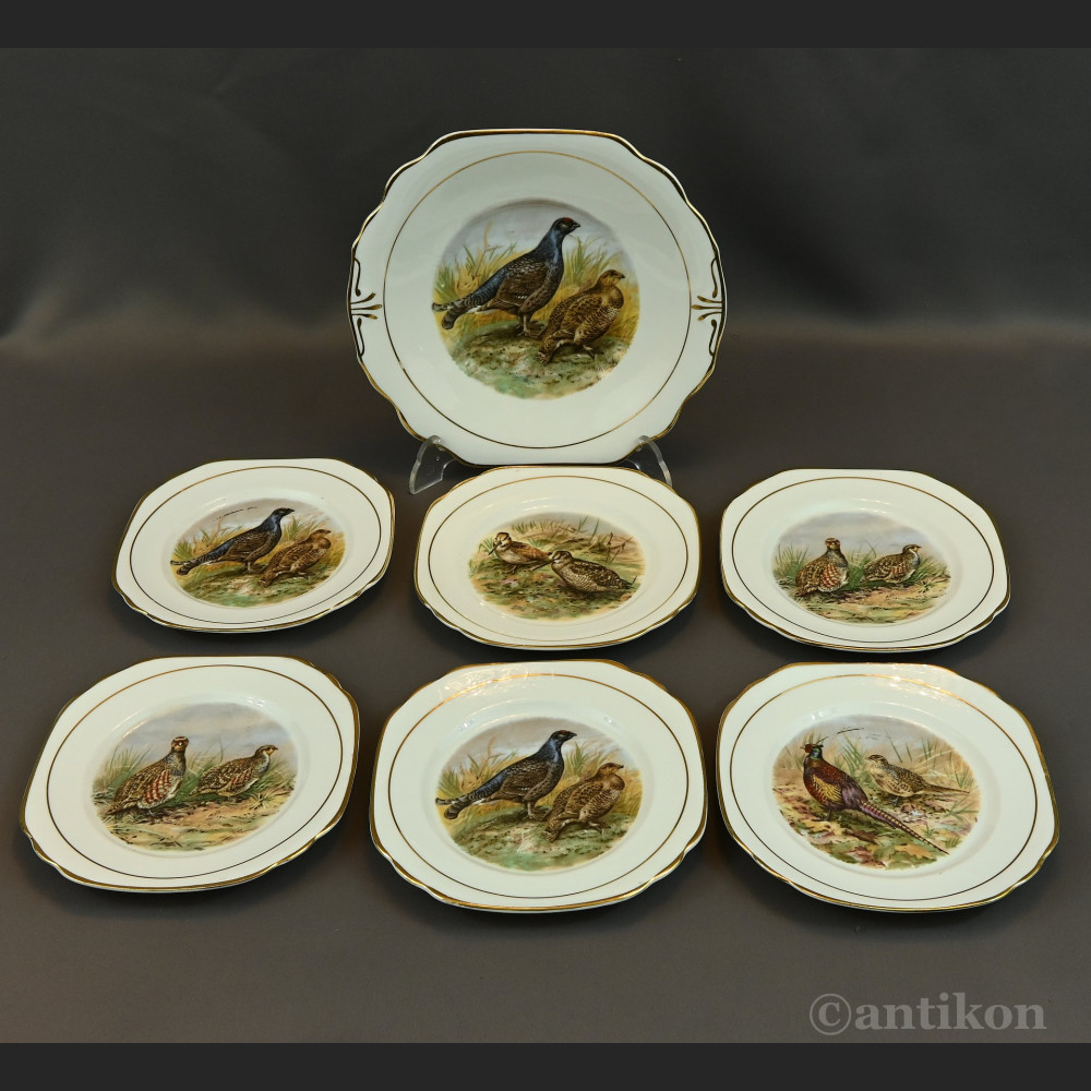 Talerze z ptakami myśliwskie 6 + patera prezent dla myśliwego Talerze z ptakami myśliwskie 6 + patera prezent dla myśliwego