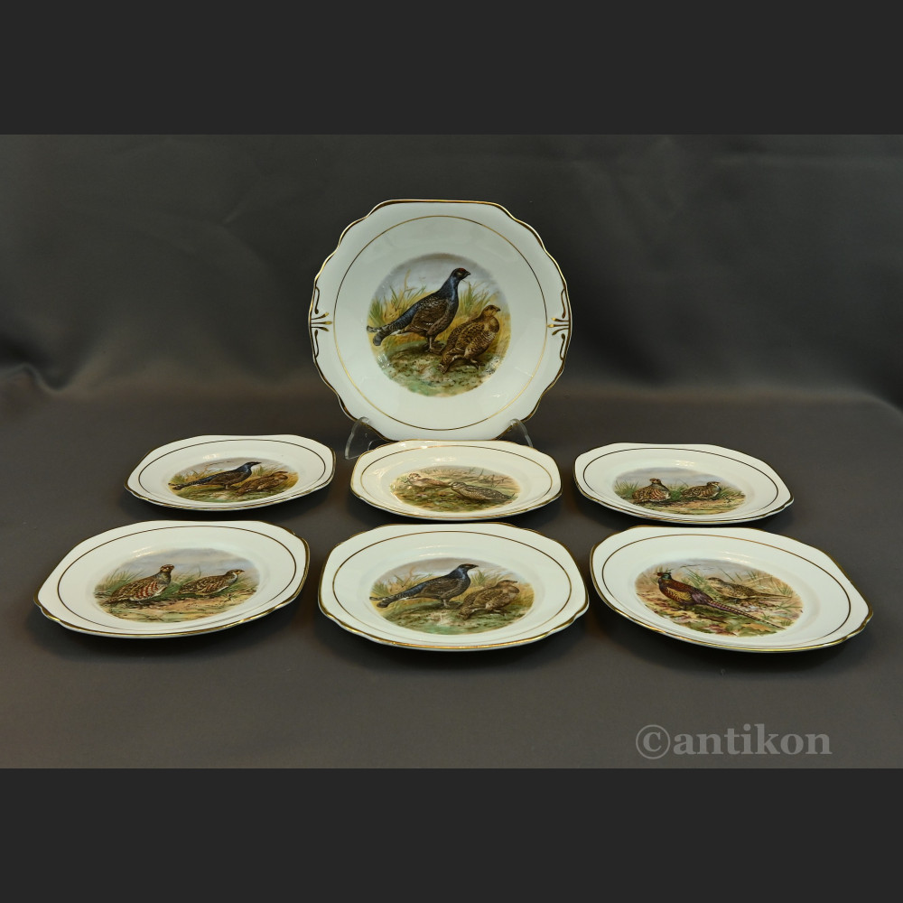 Talerze z ptakami myśliwskie 6 + patera prezent dla myśliwego Talerze z ptakami myśliwskie 6 + patera prezent dla myśliwego