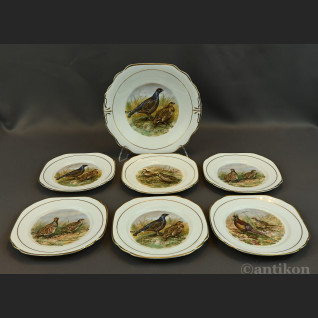 Talerze z ptakami myśliwskie 6 + patera prezent dla myśliwego Talerze z ptakami myśliwskie 6 + patera prezent dla myśliwego