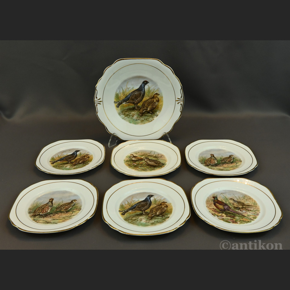 Talerze z ptakami myśliwskie 6 + patera prezent dla myśliwego Talerze z ptakami myśliwskie 6 + patera prezent dla myśliwego