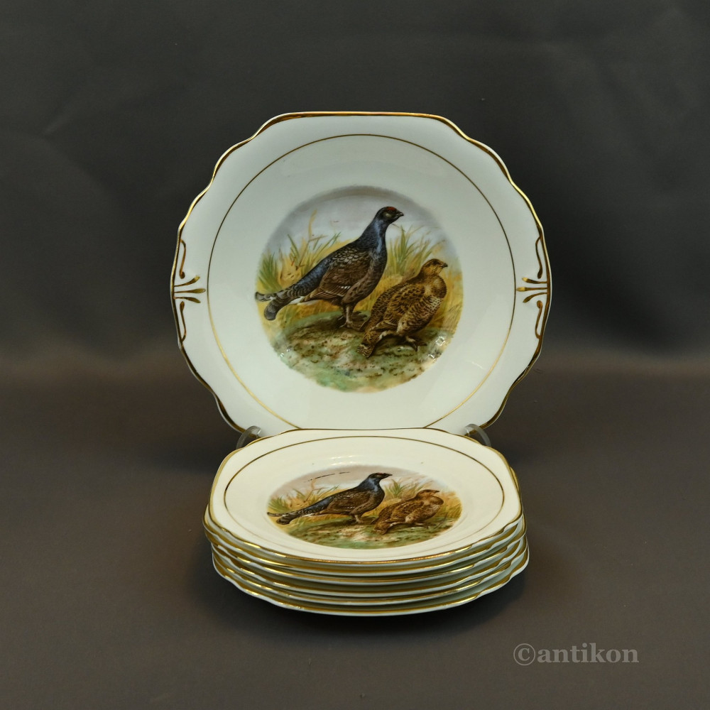 Talerze z ptakami myśliwskie 6 + patera prezent dla myśliwego Talerze z ptakami myśliwskie 6 + patera prezent dla myśliwego