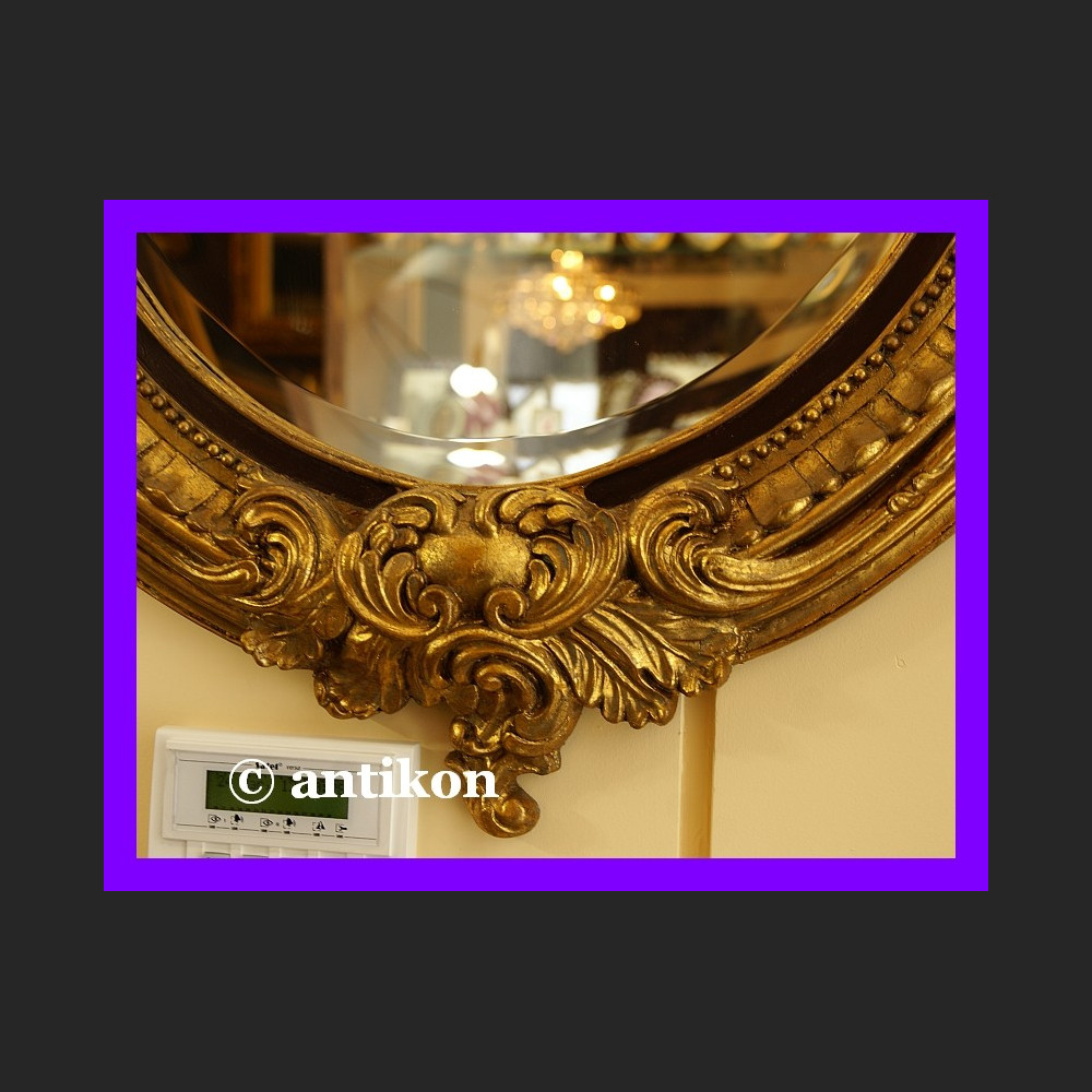 Stylowe owalne lustro dużę w złoconej bogatej ramie Stylowe owalne lustro dużę w złoconej bogatej ramie