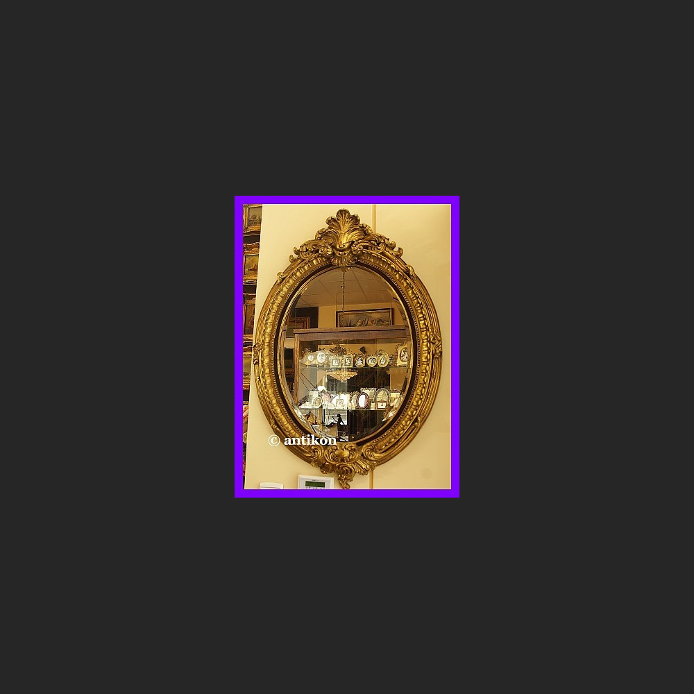 Stylowe owalne lustro dużę w złoconej bogatej ramie Stylowe owalne lustro dużę w złoconej bogatej ramie