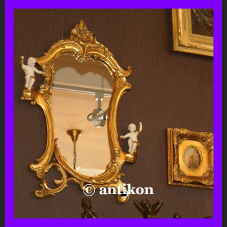 Komplet 2 barokowych luster. Lustro z alabastrem