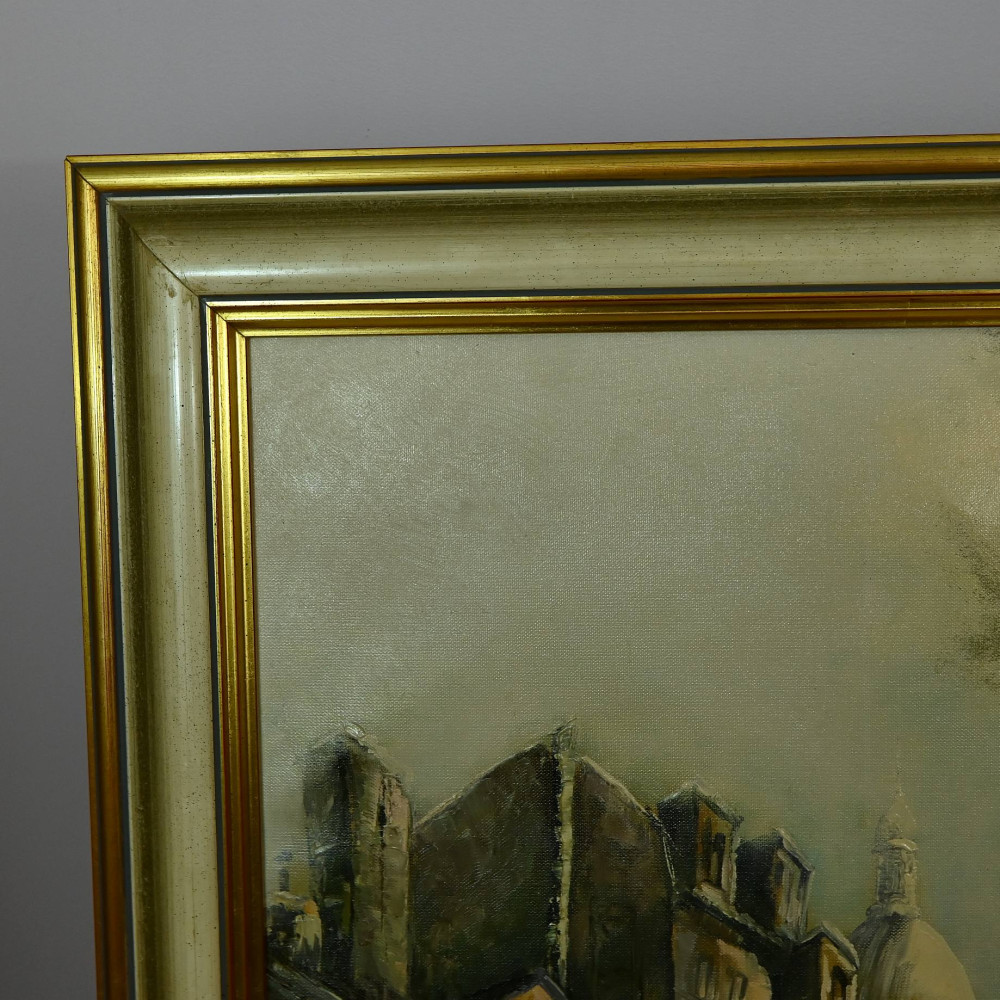 Paryski pejzaż duży obraz olejny Montmartre z Bazyliką Sacre-Coeurr 