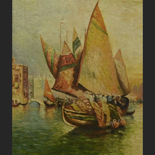Pejzaż łodzie w Tunezji 1930 r. 