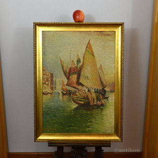 Pejzaż łodzie w Tunezji 1930 r. 