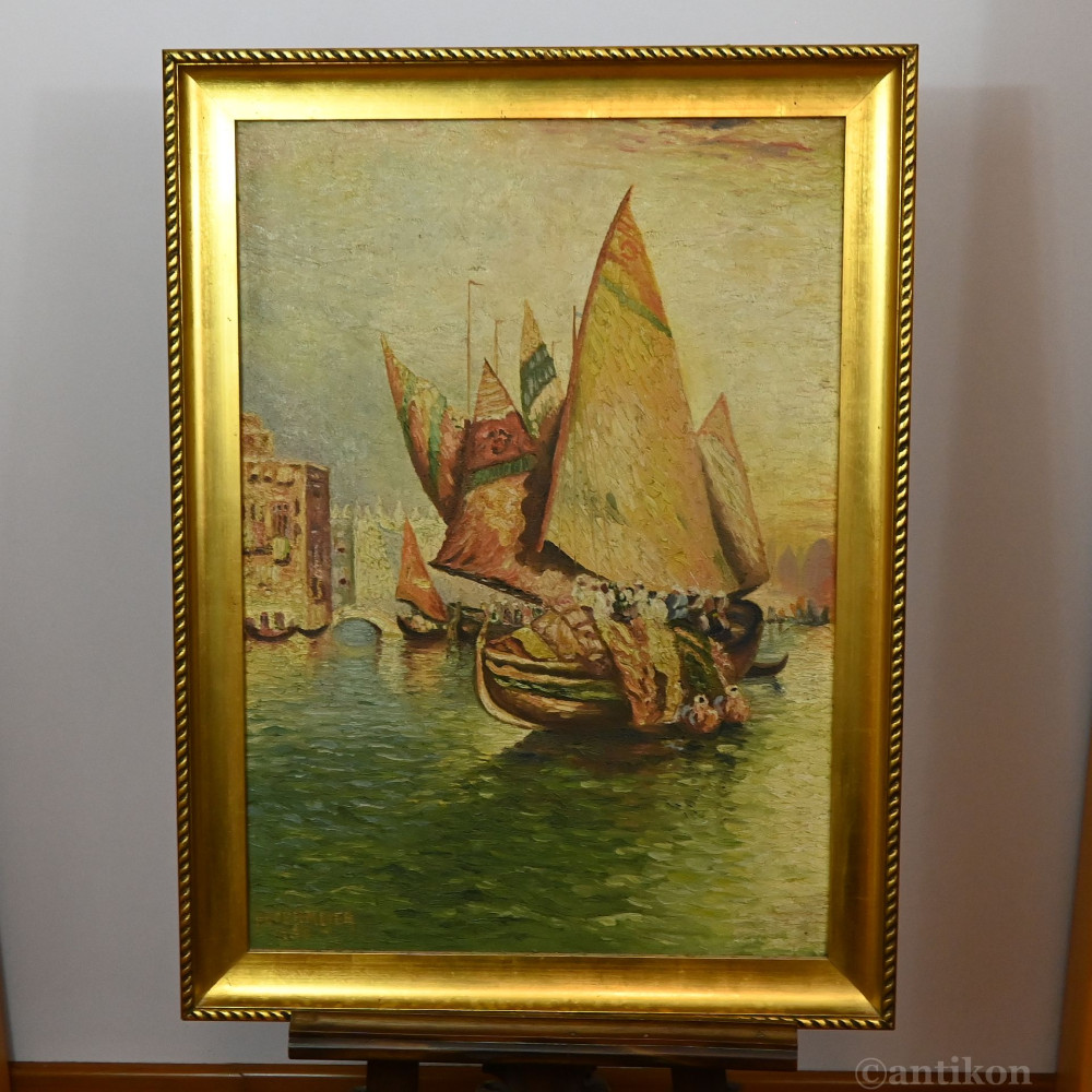 Pejzaż łodzie w Tunezji 1930 r. 