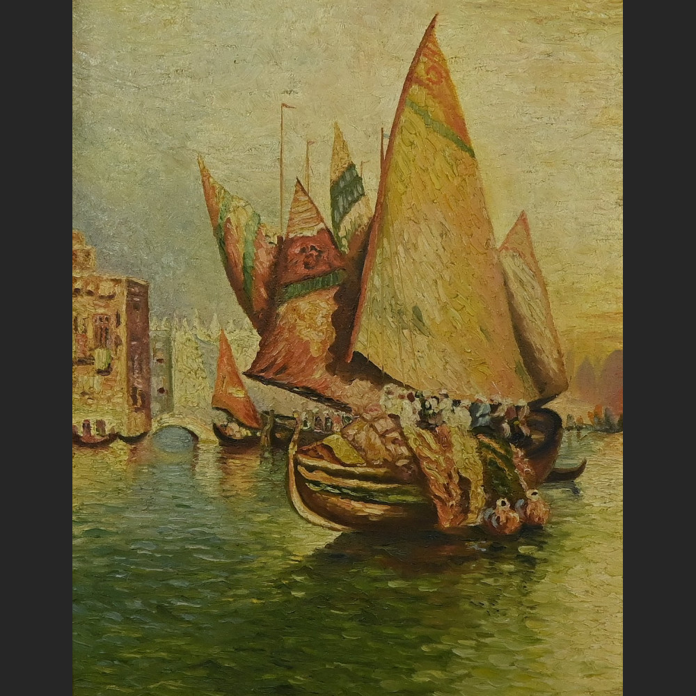 Pejzaż łodzie w Tunezji 1930 r. 