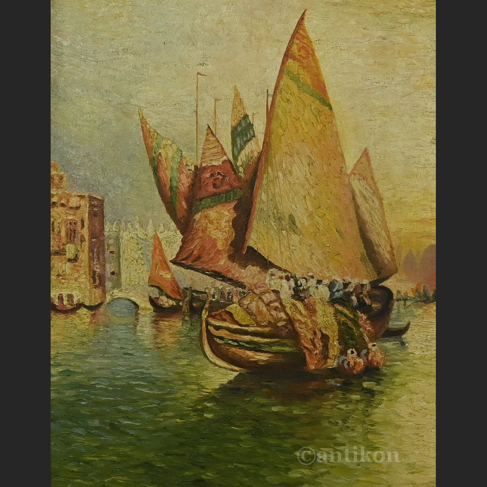Pejzaż łodzie w Tunezji 1930 r. 