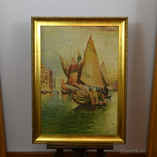 Pejzaż łodzie w Tunezji 1930 r. 