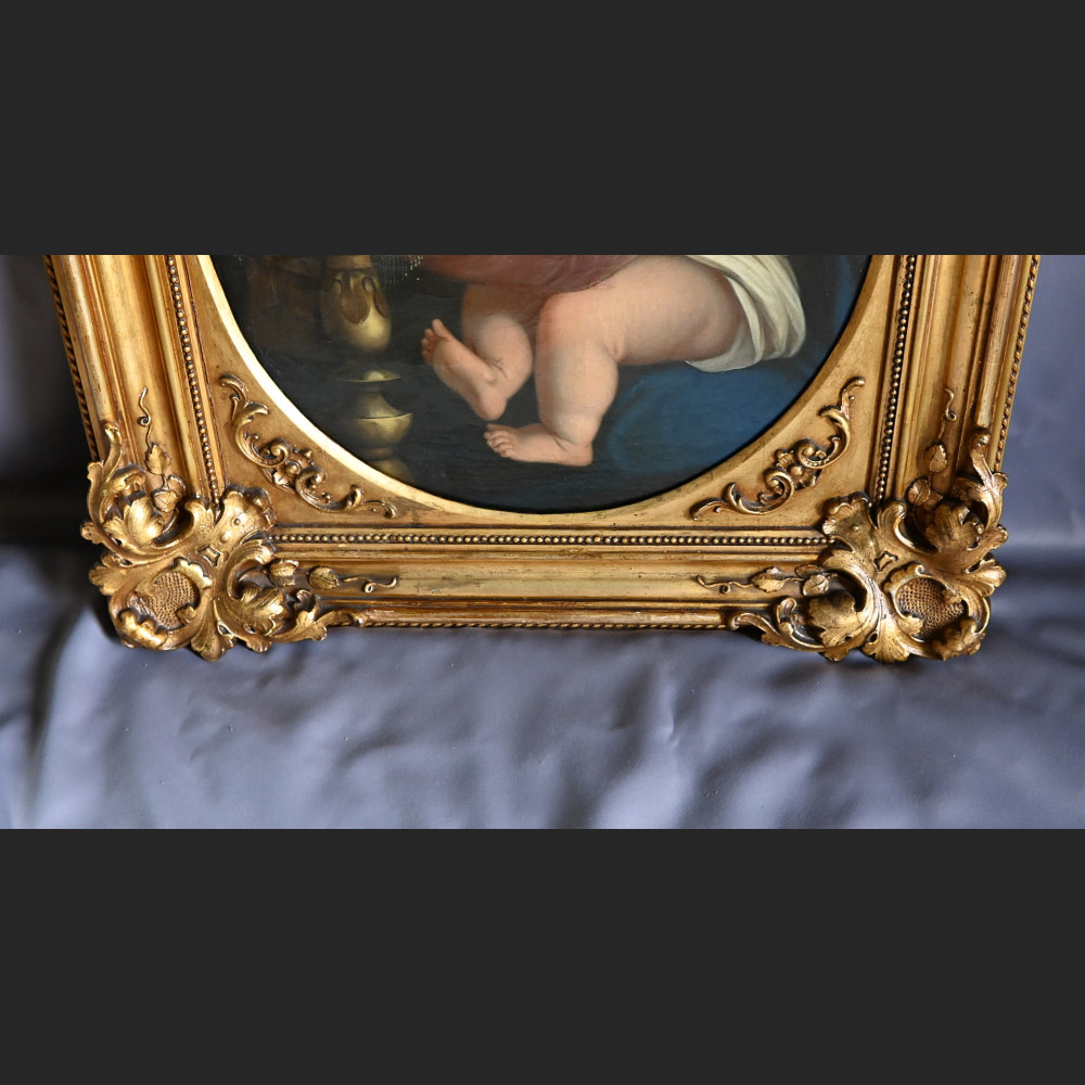 Stary obraz Madonna wg Rafaela w złotej ramie Stary obraz Madonna wg Rafaela w złotej ramie