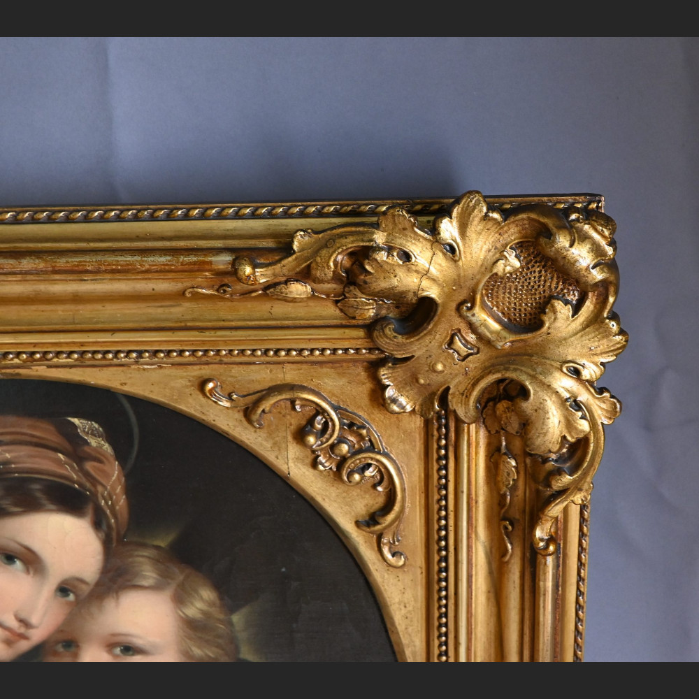 Stary obraz Madonna wg Rafaela w złotej ramie Stary obraz Madonna wg Rafaela w złotej ramie