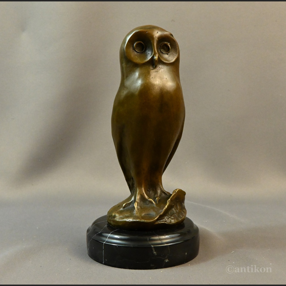 Sowa art deco rzeźba z brązu 