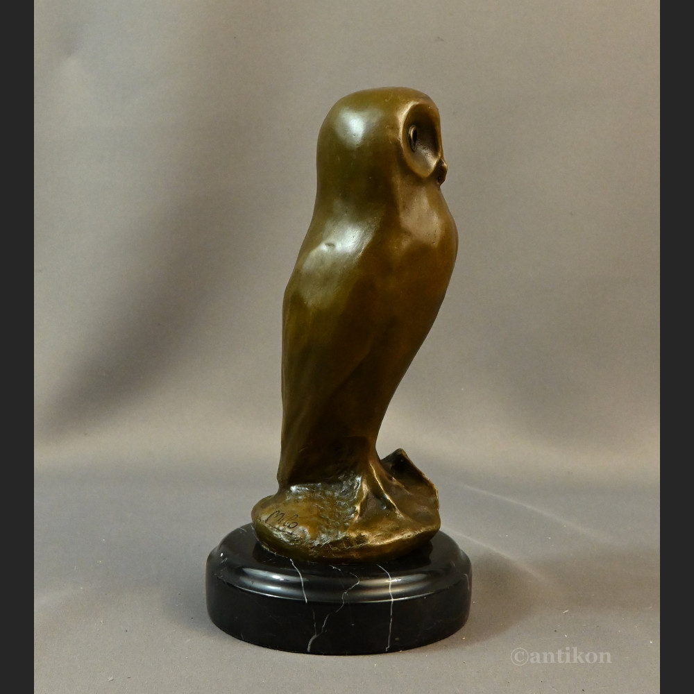 Sowa art deco rzeźba z brązu 
