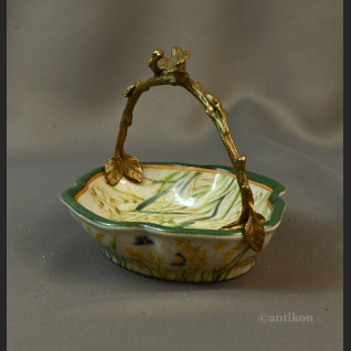Patera łączka z ptaszkami porcelana z brązem 