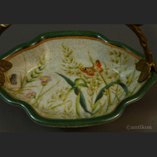 Patera łączka z ptaszkami porcelana z brązem 