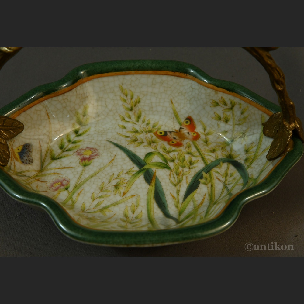 Patera łączka z ptaszkami porcelana z brązem 