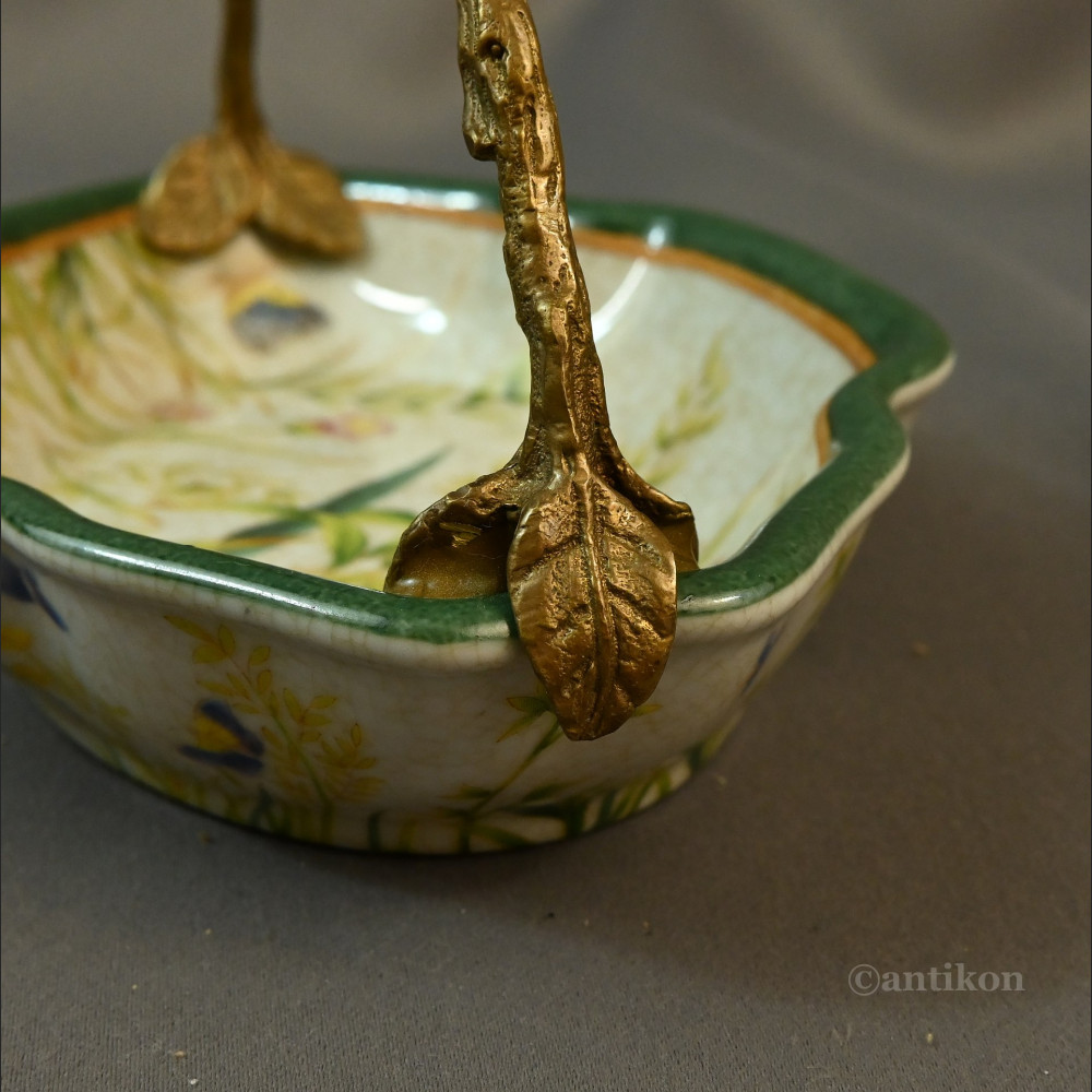 Patera łączka z ptaszkami porcelana z brązem 