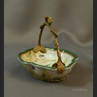 Patera łączka z ptaszkami porcelana z brązem 