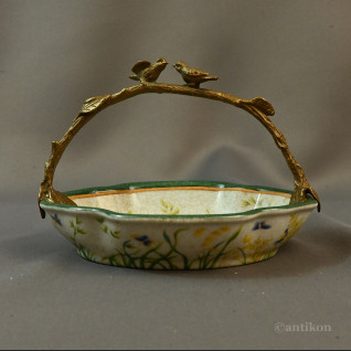 Patera łączka z ptaszkami porcelana z brązem 